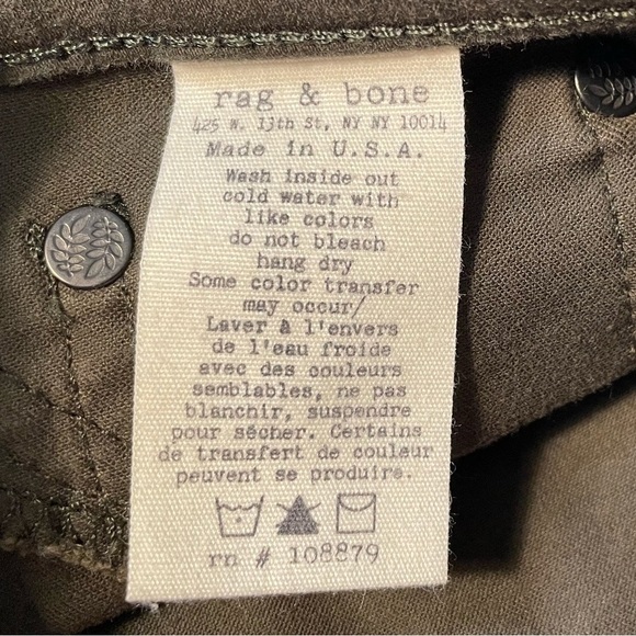 Rag & Bone Army Sateen Legging Skinny Jean Size 26 - Picture 9 of 12